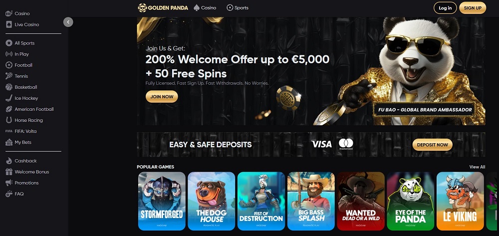 Golden Panda – Colorful USDT casino with top slot games and crypto payments